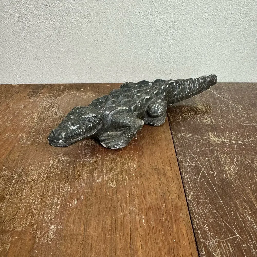 Vintage African Soapstone Carved Alligator‎ Crocodile 6 Inch Long Figurine